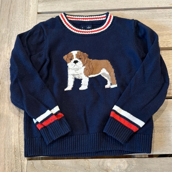 Janie and Jack Knit Crewneck Bulldog Sweater, 3T - Picture 3 of 6
